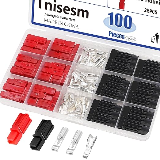 Tnisesm 100Pcs 15/30/45Amp Power Connectors, AWG10-20 Quick Disconnect Connect Battery Connector Modular Power Connectors Sets