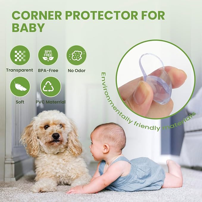 Corner Protectors for Baby–16 Pack Clear Furniture Corner Guards Non‑Toxic Baby Proofing Safety Bumpers for Tables Cabinets Easy Peel Stick Installation Furniture Edge Protection for Kids