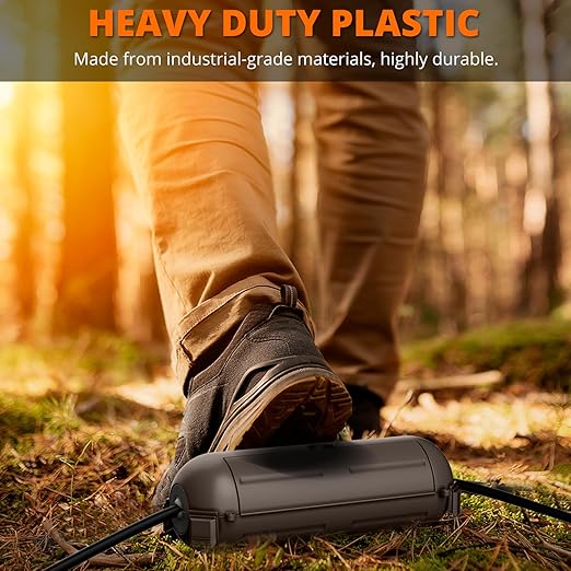 QUOBAS Outdoor Extension Cord Cover, Weatherproof Electrical Connection Box with Lockable Latches and Mounting Holes for Outdoor Sockets, Plugs, Outlets, Holiday Lighting, Power Tools, Brown
