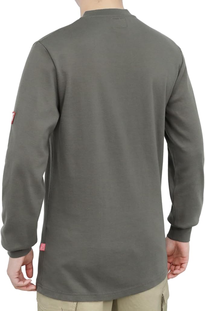 TICOMELA FR Shirts for Men Flame Resistant Shirt NFPA2112/CAT2 7oz Fire Retardant Men's Long Sleeve Henley Shirts