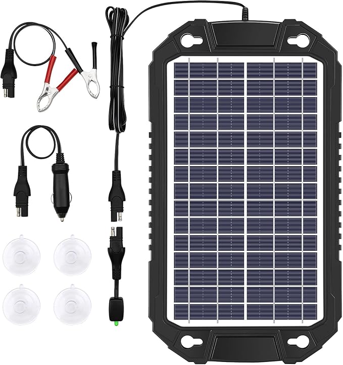 Sunway Solar Car Battery Trickle Charger & Maintainer 8W 12V Waterproof Solar Panel Power Charging Kit for Car Automotive RV Marine Boat Motorcycle Truck Trailer Tractor Powersports Snowmobile