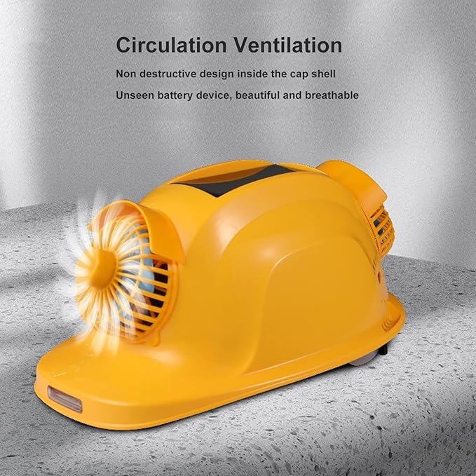 Solar Powered Hard Hat Ventilation Dual Fans and LED Light for Construction Safety | 5-Speed Cooling | ABS Safety Helmet