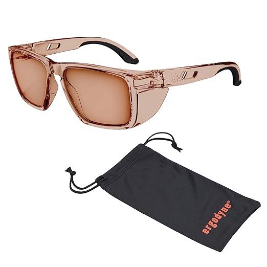 Ergodyne Skullerz SIXTEN Safety Glasses with Side Shields, Anti Fog + Anti Scratch, ANSI z87.1 with Protective Microfiber Eyewear Cleaning & Storage Bag