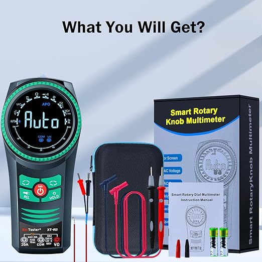 Xin Tester Digital AC DC Professional Multimeter Tester, TRMS 6000 Counts Rotary Dial Electrical Automotive Autoranging DMM 1000V NCV Volt Ohm Amp Meter, Capacitance Temperature Diode XT-R2