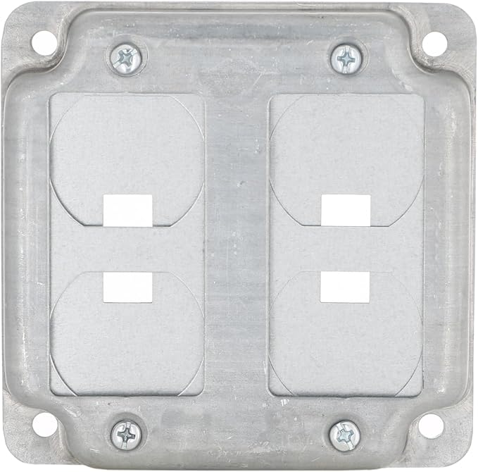 4 in. Square Cover, Universal Exposed Work, 2-Device, 6-in-1 Plates