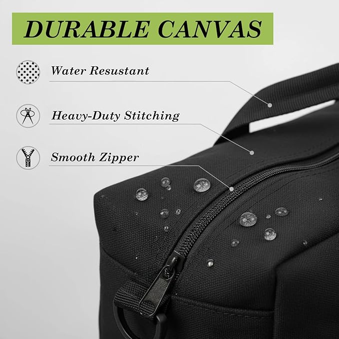 Canvas Wide Mouth Tool Bag, Large Capacity Tool Bags for Men, Portable Home Tool Organizer for Storage Handbag for Screwdrivers, Wrench, Plier, Nails, Pliers Repair Hand Tools (Black, 20 Inch)