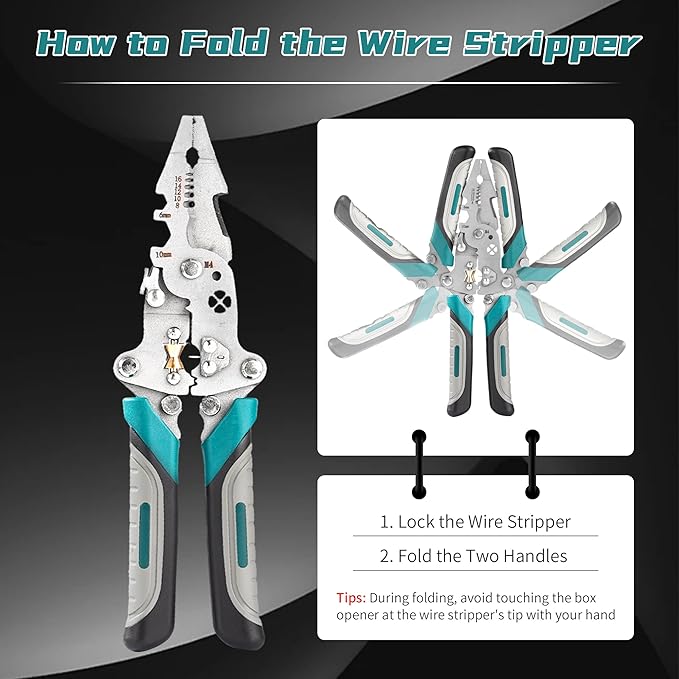 18 In 1 Foldable Ｗire Stripper Crimper, Multifunctional Folding Wire Stripping Tool, Wire Strippers Electrical，Electric Cable Stripper, Cable Cutters with Plier, Crimper, Twister, Splitting, 1pcs