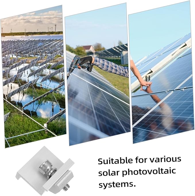 12Pcs Solar Panel Clamp Durable Metal Bracket Clips for Secure Solar Mounting Versatile Design for Various Solar Systems Weather Resistant