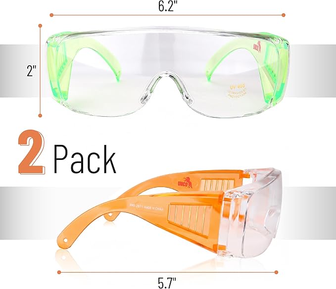 UNCO- Safety Goggles Over Glasses, Protective Goggles, Anti Fog, Work, Safety Glasses Over