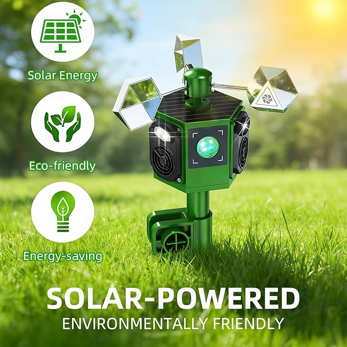 2026 Solar Ultrasonic Bird Repellent Devices Outdoor&Bird Scare Device with Reflective Bird Repeller-Woodpecker Deterrent Goose Deterrent Suitable for Outside Patio Balconies Garden Farm