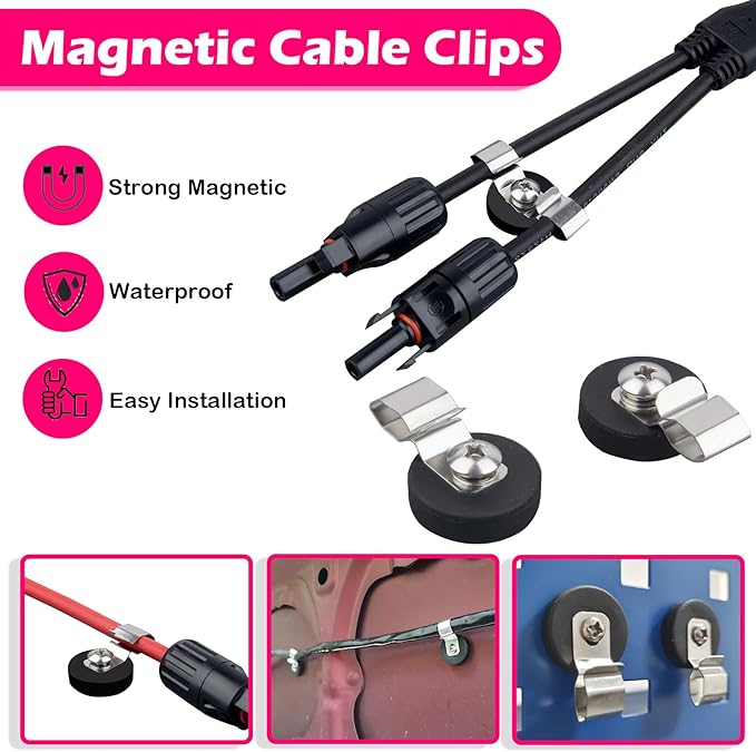 Heavy Duty Magnetic Cable Clips, Anti-Scratch Magnetic Cord Organizers, Anti-Slip Cable Clips Strong Magnet Cord Holder, Wire Holders for RV, Car, Garage, Office, Patio, Shelves 8 PCS