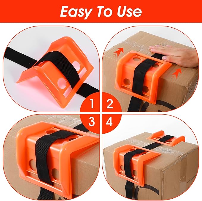 12 Pack Flatbed Edge Corner Protector Holder, Ratchet Strap Protector, Heavy Duty Cargos Strap Protectors, Flatbed Equipment for Shipping Cargo Protection