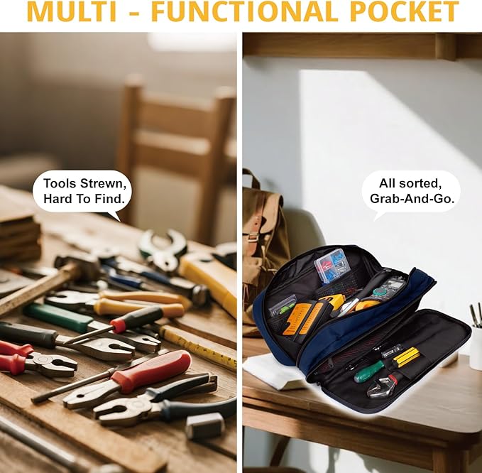 Tactical Tool Bag for Men,Wide Mouth Tool Pouch with Water-Resistant, Multi-purpose Range Bags with Zipper Handle,Heavy Duty Small Tool box organizer for Repairman, Carpenters, Handyman
