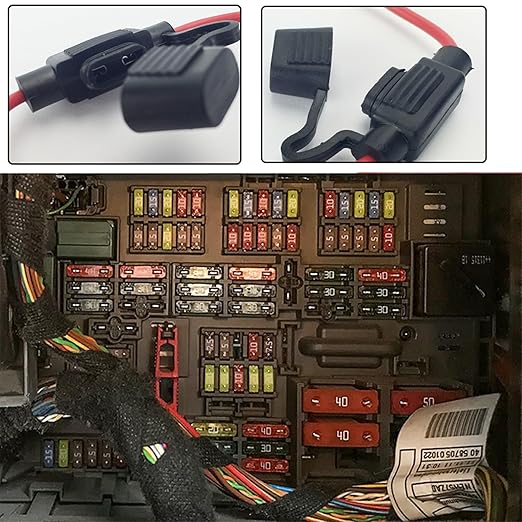 MuHize Inline Fuse Holder 12V - Upgraded 16 Gauge Automotive ATC/ATO Standard Fuse Holders with 15 AMP Standard Blade Fuses(10 Pack)