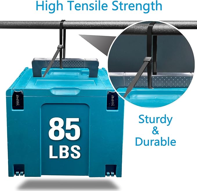 Zip Ties 12 inch (4000 Pack), 85 lb, Double-sided Toothed, Delivering 1.7X Tensile Strength in the Same Specs, Black, Heavy Duty Cable Ties, Glufirm