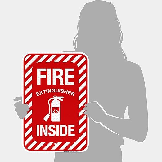 Fire Extinguisher Inside Sign, Fire Safety Sign, 12x18 Inches, 3M EGP Reflective .063 Aluminum, Fade Resistant, Indoor/Outdoor Use, Made in USA