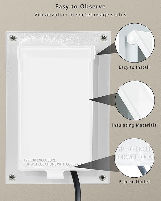 Electrical Box Replacement Cover, DBVC-1 Extra Duty Replacement for All-Weather Use, Type 3r Enclosure Cover for Wet Locations Can be adapted to DBVR1C/DBVS1C/60VC, Improve Electricity Safety (2 Pack)