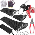 400PCS Metal Zip Ties Gun Kit, 6/8/12 Inch Heavy Duty Metal Zip Ties, Multi-Purpose Self-Locking Cable Tie Tool Set for Vehicles Farms Plants Fences Pipe Bundling, Scissors