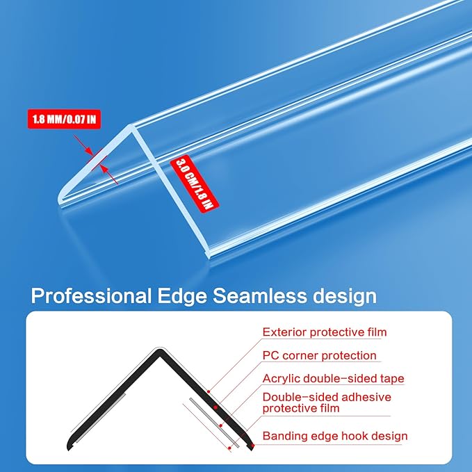 6PCS Clear Self-Adhesive Wall Corner Protectors，Corner Guards & Edge Protector for Wall Door Frame Cabinet Baseboard & Door, Table, Stair (31.5" X 1.18")