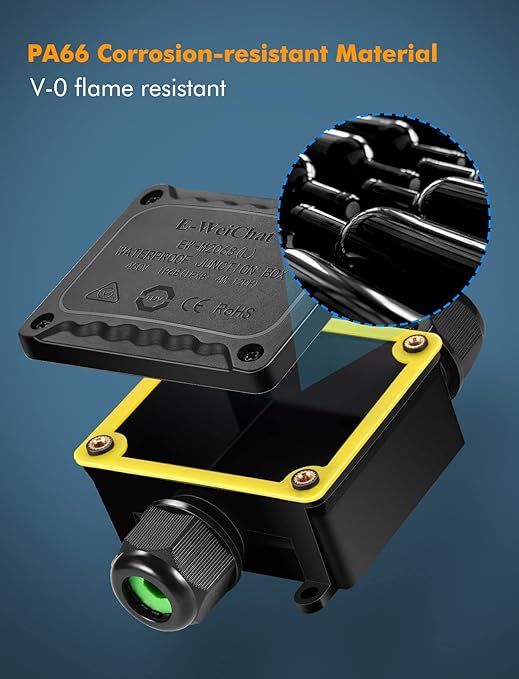 Junction Box - IP68 Waterproof 3 Way Electrical Junction Box M25 Electrical Boxes Project Enclosure Underground Cable Line Wires Power Cord Connector Protection 2 Pack