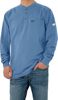 FR Shirts for Men 6oz Lightweight Stretch Work Shirt Flame Resistant Long Sleeve Henley Shirt CAT2
