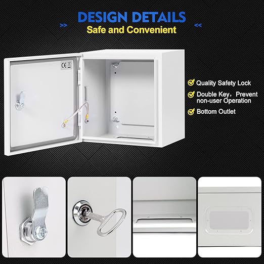 Outdoor Electrical Box, Steel Junction Box 24X16X10'', NEMA 4X Electrical Enclosure Box IP66 Waterproof & Dustproof, Universal Electrical Project Box with Lock & Mounting Plate