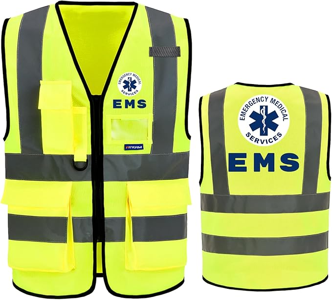 Reflective Security Safety Vests Heavy Duty with 7 Pockets and Front Zipper