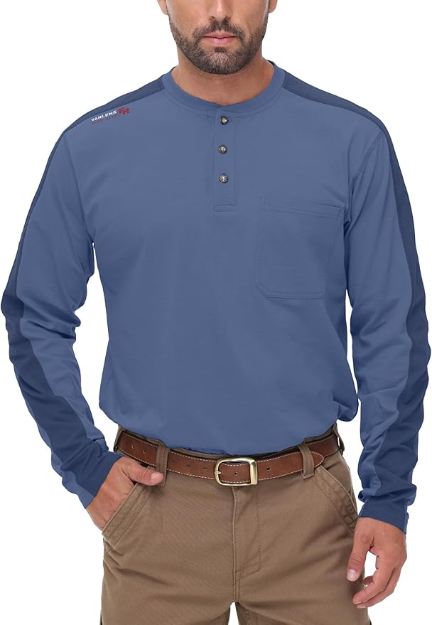 FR Shirts for Men 5.5OZ Lightweight Stretch Patriot Baseball T-Shirt Work Shirt