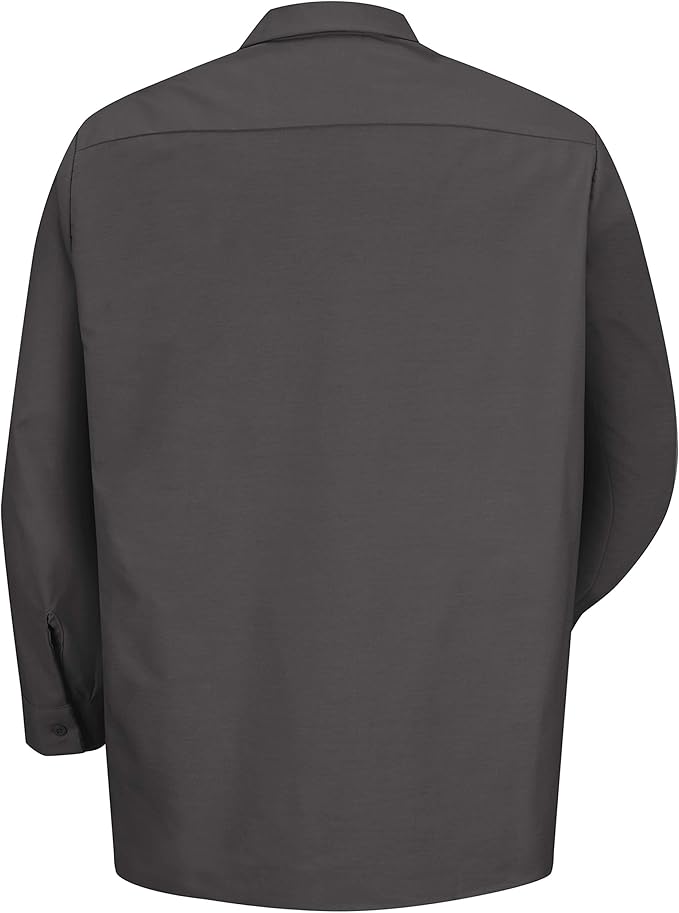 Red Kap Men's Long Sleeve Industrial Work Shirt | Moisture Wicking Button Up, Wrinkle Resistance Fights Fading & Stains