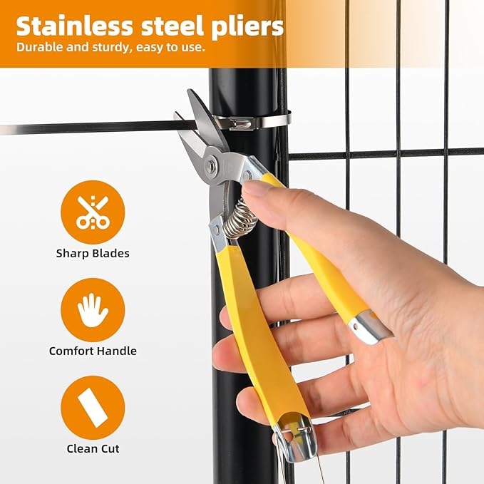 Stainless Steel Zip Ties Heavy Duty (202 PCS) with Metal Cutter, 11.8 Inch Self-Locking Cable Ties for Large Projects, Chain Link Fence & Outdoor Installation