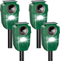 2026 Upgraded Solar Powered Animal Repeller 4 Packs, Ultrasonic Solar Powered Deer Repellent for Outdoor Yard Lawn Repel Coyote Raccoon Cat Deterrent with Motion Sensor & Flashing Light