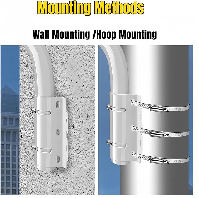 2-in-1 L-Shaped Wall/Hoop Mount with 2 Duckbill Brackets & L-Shaped Adapter - Fits Cameras + Solar Panels, Adjustable for 7.8in Poles, Indoor/Outdoor Heavy-Duty Use