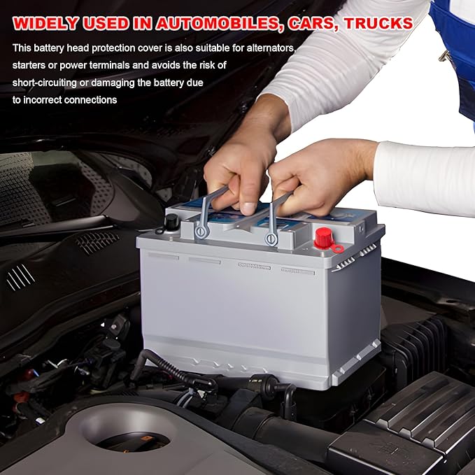 4PCS Car Battery Terminal Cover, Vehicle Battery Post Terminal Cap Insulator Protector with Washers, Universal Positive and Negative Batteries Top Post Caps for SUV Sedan Truck