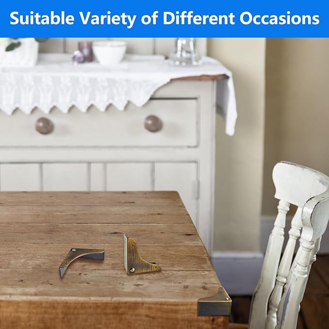 4PCS Metal Corner Protector, Box Corners Decorative Furniture Corner Protectors,for Cabinet Furniture Table Jewelry Box Case (Bronze)