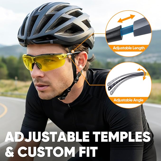 TICONN Anti-Fog Safety Glasses for Men and Women, ANSI Z87.1 Scratch Proof Eye Goggles with Adjustable Arms and UV Protection