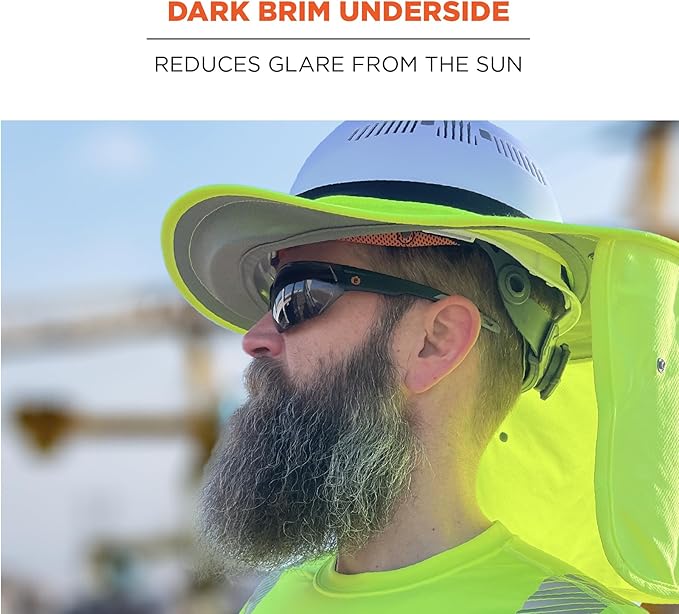 Ergodyne Chill Its 6661 Universal Hard Hat Brim Sun Shade with Neck Flap, Safety Helmet Sun Shield