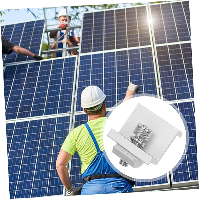 BESPORTBLE 12pcs Outdoor Solar Panel Fixed Buckle Metal Rack Clips Versatile Mid-end Clamps for Easy Installation of Solar Photovoltaic Systems