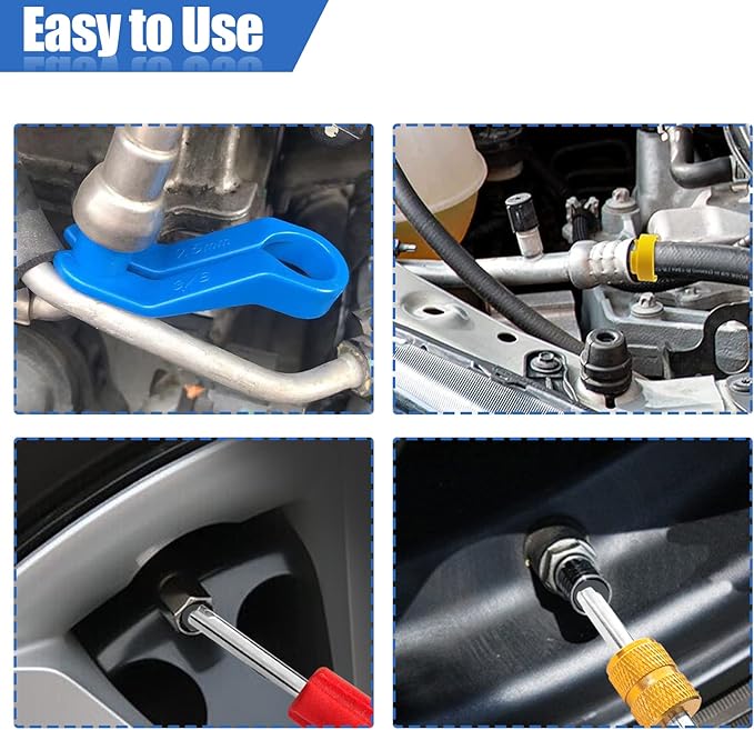 16PCS Car AC Fuel Line Disconnect Removal Tool Set with Storage Box, Valve Core Remover Tool Kit for 1/4 5/16 3/8 1/2 5/8 3/4 7/8 Inch Master Quick Disconnect Tool Kit for Auto Repair Tools