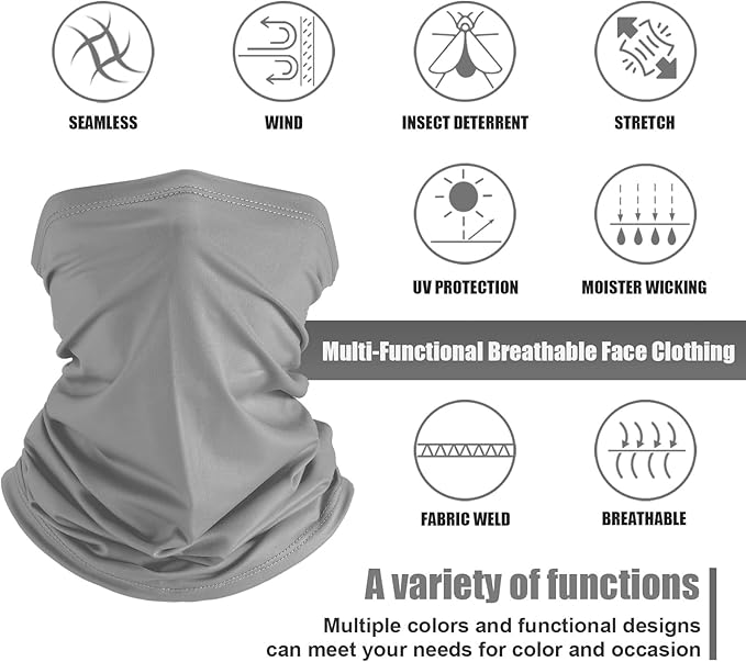 Geyoga 6 Pieces Summer UV Protection Cooling Neck Gaiter Face Clothing Neck Gaiter Mask Scarf Sunscreen Breathable Bandana