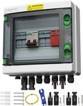 2 String Solar PV Combiner Box IP65 2 in 1 Out DC500V 63A Circuit Breaker with Surge Protector and 30A PV Fuse,Solar Disconnect Switch Outdoor Waterproof for Solar Panels System