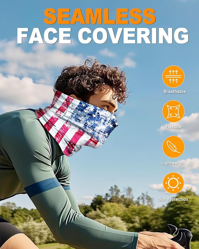 4Pack Neck Gaiter for Men Women Face Cover Mask Head Wrap Balaclava Headwear Bandana Headband Magic Scarf