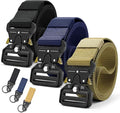 DOOPAI Tactical Belt for Men, 3Pack Military Nylon Web with Heavy Duty Quick Release Metal Buckle