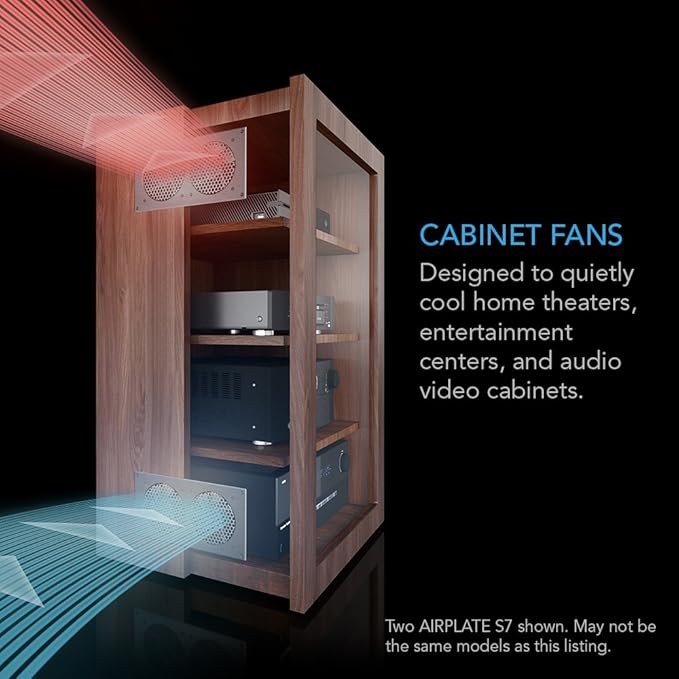 AC Infinity AIRPLATE S1, Quiet Cooling Fan System 4" with Speed Control, for Home Theater AV Cabinets (Pack of 2)