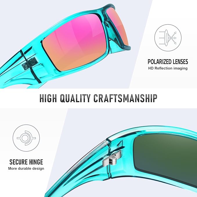 Polarized Sports Sunglasses for Men Women Unbreakable Frame Cycling Fishing Wrap Around Sunglasses UV400 Protection