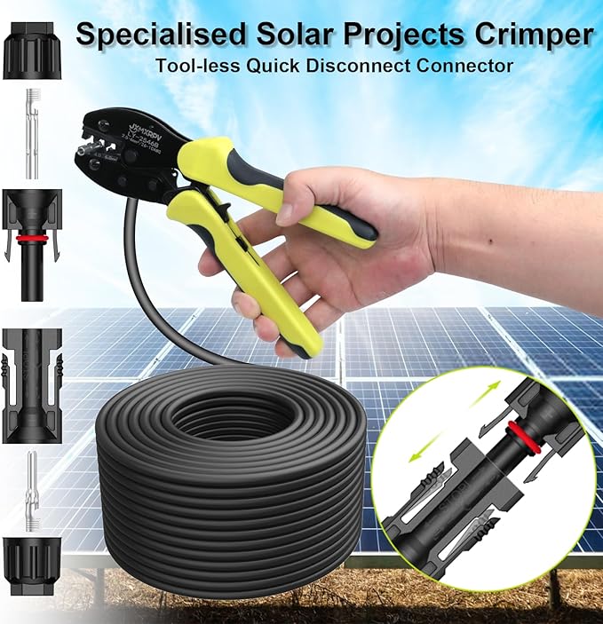 Solar Crimper Stripper Tool Kit for Solar Panel,with 12 Pairs Solar Connectors,2 PCS Spanner Wrench
