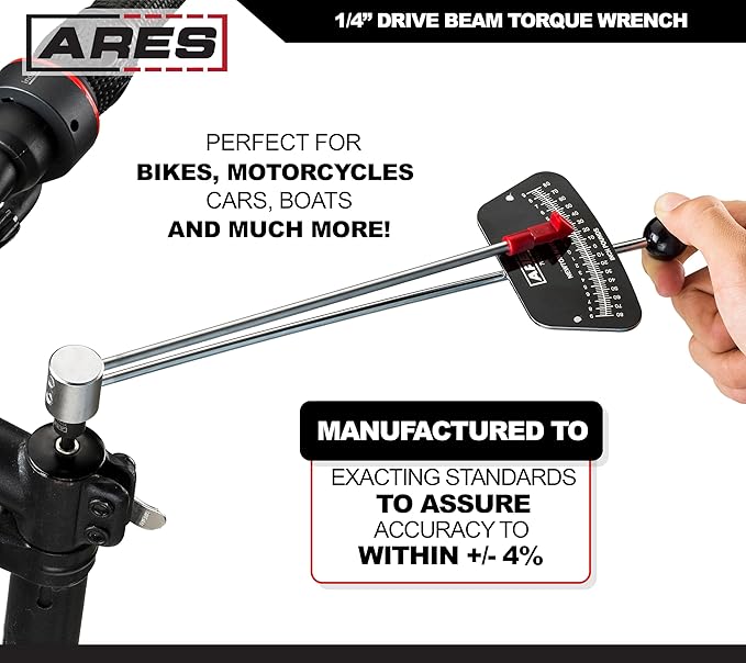 ARES 70213-1/4-inch Drive Beam Torque Wrench - 0-80 Inch/Pounds and 0-9 Newton/Meter Torque Wrench - High Visibility Markings for Easy Readings