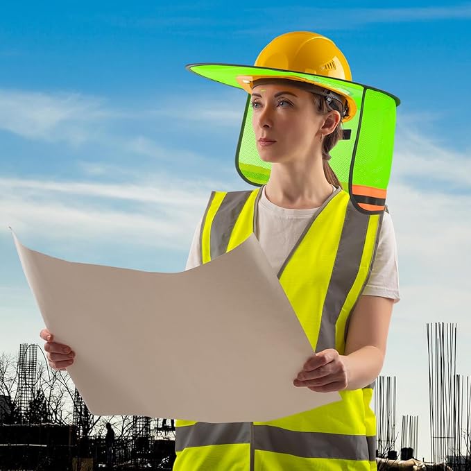 Jspupifip 20 Pack Hard Hat Sun Shade Full Brim Sun Shield High Visibility Visor with Reflective Strip for Hard Hat Accessories Construction Sites
