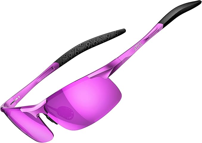 ATTCL Polarized Sunglasses Men Sports: UV Protection Anti Glare Wrap Around Lightweight Metal Driving Fishing Golf Running