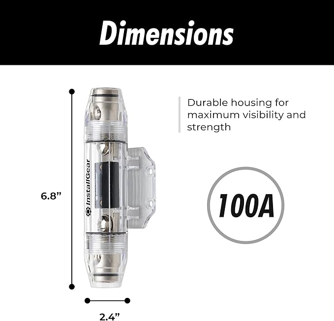 InstallGear 1/0 Gauge AWG in-Line ANL Fuse Holder (100A)
