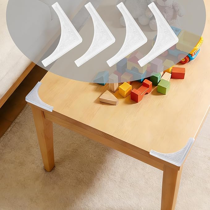 4 Pcs Safety Soft Corner Protectors Guards,Table Corner Protectors Proof Corners and Edge Protectors for Furniture Bookcases Drawers (Transparent)